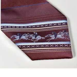 JC Penney Maroon Tie with Light Blue & Gray Equestrian Stripe